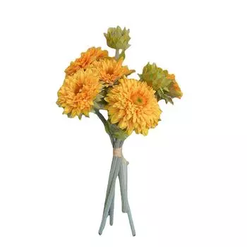 7 глав флокированный букет подсолнечника шелковый цветок домашний декор декоративный цветок оранжевый