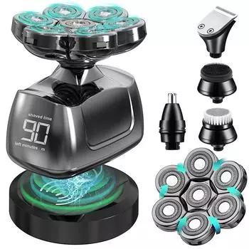 7 головок электробритвы для мужчин 6 в 1 бритва для волос Freedom Grooming с триммером для волос в носу и бакенбардов, водонепроницаемые бритвы для влажного и сухого бритья USB-набор