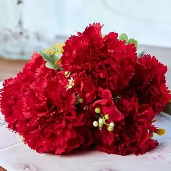 7 головок искусственных гвоздик, шелковые цветы, имитация искусственных цветов, букет своими руками, флористика для украшения свадебной вечеринки ко Дню матери