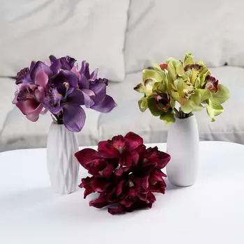 7 головок Праздничные принадлежности Свадебный винтажный букет Поддельный цветок Искусственные цветы Шелковая орхидея белый