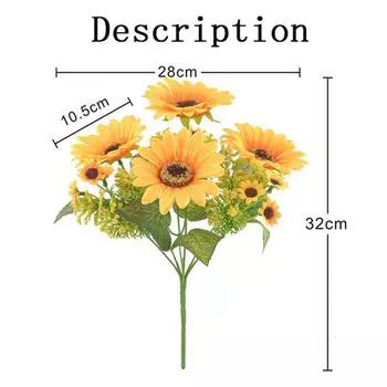 7 Heads Flowers Artificial Sunflower Flowers Bouquet 1 PC Anniversary Colorful Decorative Flowers Farmhouse Style