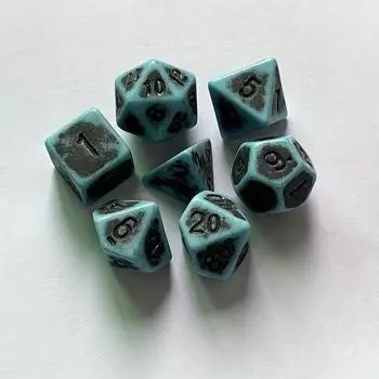 7 игральных костей и 50 игральных костей, набор для круглой игры, винтажный синий многогранный цифровой набор из 7 игральных костей для отдыха и развлечений синий