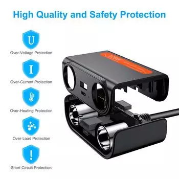 7 in 1 24/12V Socket Cigarette Lighter Splitter,DC Outlet Car Charger Adapter with LED Voltage Display 120W Fast Charger Plug