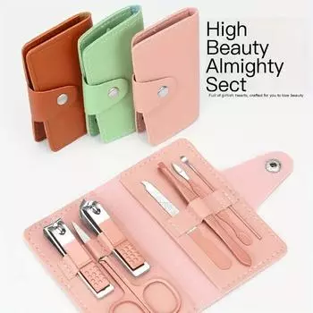 7 in 1 Manicure Set Business Gifts Handheld Sized, Nail Clippers Set Tools with Luxurious Manicure Set Professional Stainless St розовый