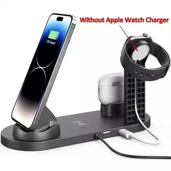 7 In 1 Wireless Charger Stand Pad Desktop Phone Chargers Fast Charging Dock Station For iPhone 16 15 14 13 Apple Watch Airpods