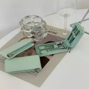 7 инструментов для ногтей Щипчики для ногтей Набор Щипчики для ногтей с застежкой-молнией Портативные наборы Щипчики для ногтей Декоративные наборы для ногтей для домашнего использования зелёный