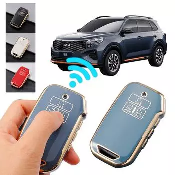 7-кнопочный чехол для автомобильного пульта дистанционного ключа из ТПУ для Kia K5 K3 K4 Carnival 2021 2024 Sedona 7 Gold Edge Key Shell Keyring красный