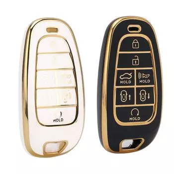 7 кнопок автомобильный брелок чехол PU полное покрытие защитный портативный автомобильный ключ чехол протектор для Sonata White