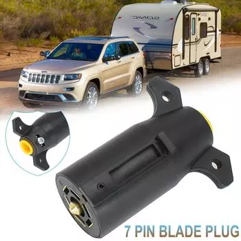 7-контактный конец прицепа, круглый светильник в стиле RV, разъем для освещения, лезвие, штыревая розетка, американский адаптер для проводки, аксессуары для буксировки каравана, 12 В