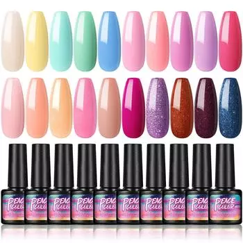 7 мл гель-лак для ногтей, блестящие цвета, набор гелей для ногтей, лак для замачивания, УФ-гель для ногтей, необходимо базовое верхнее покрытие, маникюрный набор для дизайна ногтей, летний розовый цветной гель