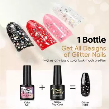 7 мл Верхнее покрытие с блестками Верхнее покрытие Soak Off Polish Gel УФ-гель-лак Набор для дизайна ногтей Функциональный гель для ногтей Набор праймеров для ногтей