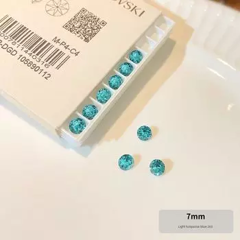 7 мм Китайские серьги-пусеты Вспышка Винтовая застежка Цвет Летние серьги Медицинская титановая сталь Пусет для козелка уха Циркон Пирсинг для козелка уха 02# light turquoise blue S02