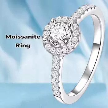 7 мм кольцо с муассанитом круглой огранки VVS D, белое золото 18 карат, обручальное обручальное кольцо для женщин, подарок на годовщину Святого Валентина