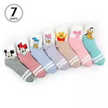 (7 пар) Disney женские детские носки до щиколотки костюм Disney забавные повседневные носки HP17 22 - 25 cm