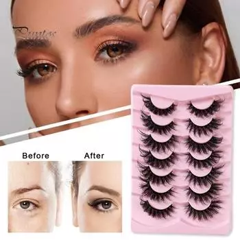 7 пар/компл. накладные ресницы естественный вид 3D тонкие вьющиеся пушистые грязные волосы из искусственной норки многоразовые женские накладные ресницы инструменты для макияжа для вечеринки чёрный