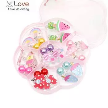 7 пар мини-прекрасных ушных клипс для девочек, гипоаллергенные, не требующие прокалывания, пластиковые серьги для детей с болевыми ощущениями - устойчивые