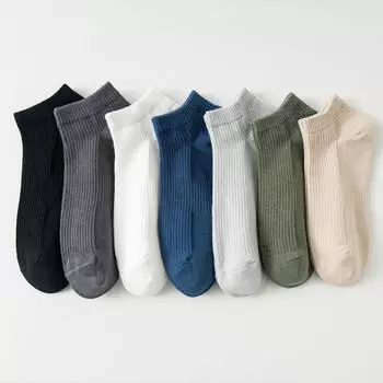 7 пар мужских хлопковых носков, белые, черные, короткие носки для мужчин, забавный комплект носков, летние носки до щиколотки для мужчин One Size