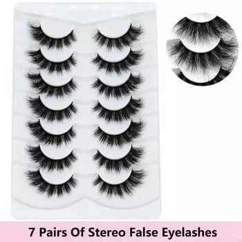 7 пар накладных ресниц. Толстые трехмерные ресницы. Небрежные завитые норковые волосы, целая пара накладных ресниц, многослойные натуральные густые онлайн-знаменитости. K01-7dui