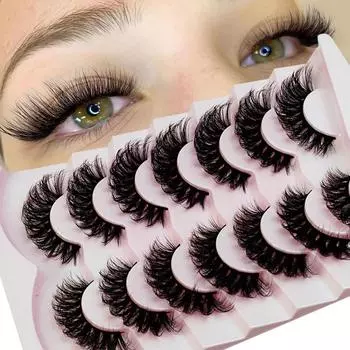 7 пар накладных ресниц, тонкие ресницы, натуральный вид, накладные ресницы, кошачий глаз, искусственная норка, пушистые полоски, набор накладных ресниц