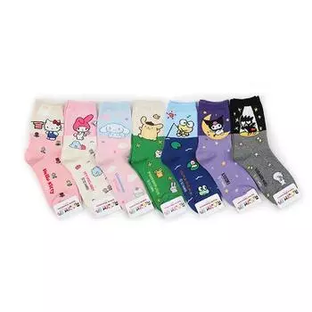 (7 пар) Официально лицензированные носки Sanrio Hello kitty my melody cinnamoroll JE17