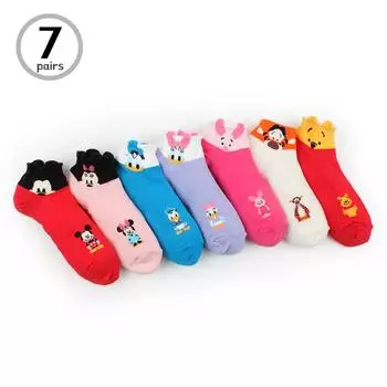 (7 пар) Женские детские носки Disney Простые повседневные модные носки для экипажа SS17 22 - 25 cm