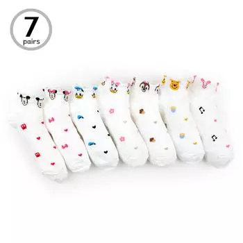 (7 пар) Женские носки Disney для детей Простые повседневные модные носки для экипажа FH17 22 - 25 cm