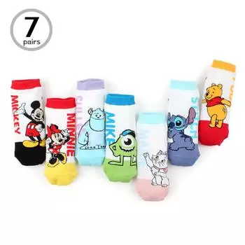 (7 пар) Женские носки Disney для детей, цветные носки с низким вырезом Disney Name VM17 22 - 25 cm