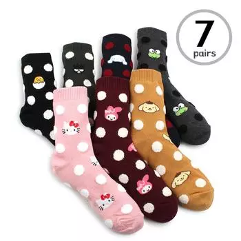 (7 пар) Женские носки Tactel с официальной лицензией Sanrio Dot VA17 23cm - 26cm