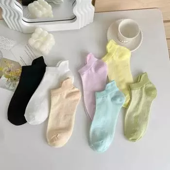 7 пар женских коротких носков-труб, розовые, однотонные, тонкие, на все времена, симпатичные, лодочки, модные носки с заниженной талией