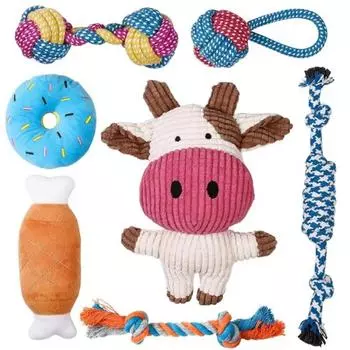 7 Pcs Set Dog Chew Toys Durable Puppy Bite Toy Cotton Rope Knot Dog Toys for Small Large Dogs Aggressive Chewers