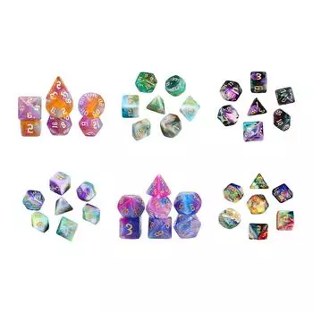 7 игральных кубиков D4 D8 D10 D12 D20, игральные кубики для бара, настольная игра, акриловые игральные кубики, набор многогранных игральных кубиков для карточных игр, обучения математике, ролевых игр