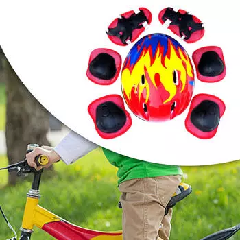 7 Pieces/Set Bike Helmet Cycling Equipment Cap Roller Skating Skateboard for синий