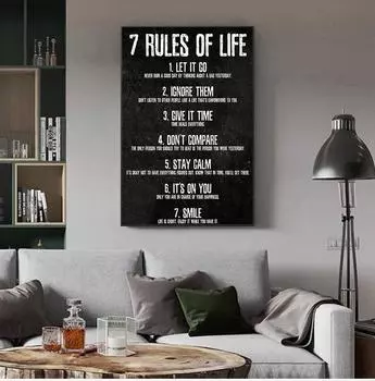 7 правил жизни Следите за своими мыслями Мотивационные плакаты и принты на стене Холст Картина Настенная картина для гостиной Без рамки 21*30cm