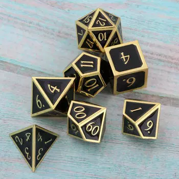 7 предметов из многогранного металла из сплава D20 D12 D10 D8 D6 D4 для настольных игр DND RPG MTG