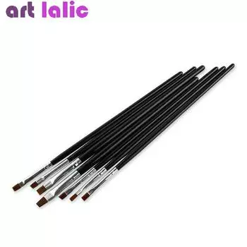 7 размеров кисть для дизайна ногтей плоская акриловая ручка для рисования УФ-гель-лак французский дизайн живопись наращивание покрытия набор инструментов для маникюра