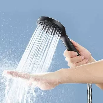 7 регулируемых режимов, экономия воды под высоким давлением, дождевой душ, расширенная насадка, регулируемая круглая ручная насадка для душа из АБС-пластика, аксессуары для ванной комнаты чёрный
