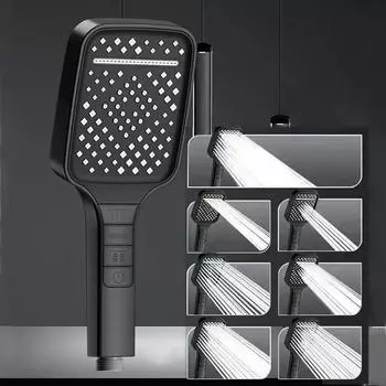 7 режимов, большая насадка для душа, регулируемая одной кнопкой, водосберегающий смеситель для душа высокого давления, насадки для ванной комнаты, аксессуары для ванной комнаты серый