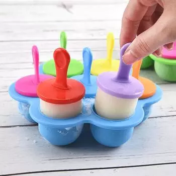 7 сеток DIY Ice Cream Popsicle силиконовая форма для мороженого Ball Maker Ice Cream Popsicles Molds Baby Fruit Shake Home Kitchen Accessories Tool
