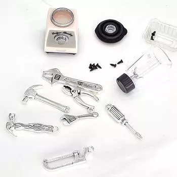 7 шт. 1:12 миниатюрных инструментов для ремонта кукольного домика, отвертка, молоток, ключ, модель, декор
