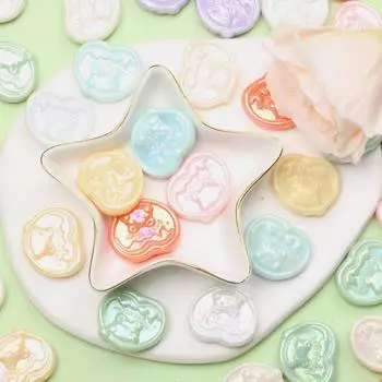 7 шт. 24*28 мм УФ-покрытие акриловые бусины-медведи россыпью бисерные материалы сердечки ювелирные изделия DIY ювелирные аксессуары для браслета серьги изготовление зелёный