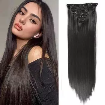7 шт. 24 дюйма 16 клипс для наращивания волос длинные прямые прически синтетические светлые черные накладные волосы термостойкие накладные волосы