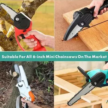 7 шт. 6-дюймовая цепь бензопилы и направляющая шина для мини-электрической бензопилы, сменные аксессуары для обрезки веток в саду