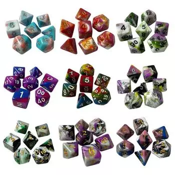 7 шт. акрил для TRPG DND D4 D6 D8 D10 игровые кости многогранные игральные кости настольная игра DND кости