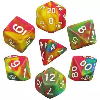 7 шт. акриловых многогранных разноцветных кубиков для развлечения, забавных настольных игр для вечеринок в подарок T01