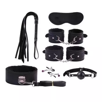 7 шт экзотические аксессуары секс бондаж комплект сексуальное нижнее белье наручники кнут веревка анальный вибратор взрослый секс