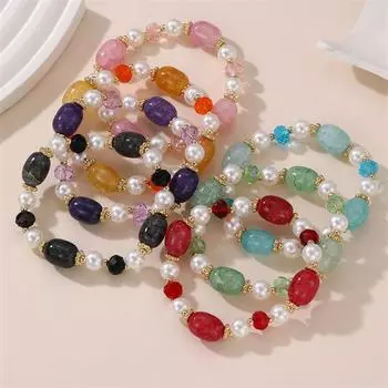7 шт этнических красочных искусственных жемчужин, натуральных камней, браслетов из бисера, наборов для женщин, модных, ручной работы, одноклассников, девочек, подарок на школьные годы, ювелирные изделия