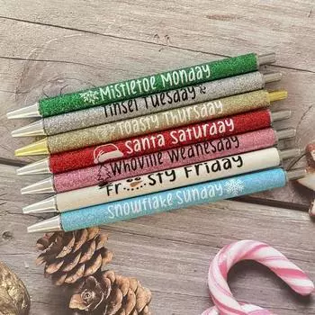 7 шт., блестящая ручка для Рождества, Хэллоуина, дней, 0,7 мм, штраф, 7 будней, выходных, буквенный пресс, выдвижной Halloween
