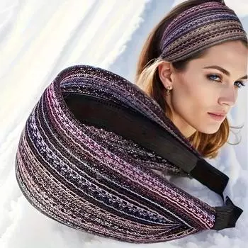 7 шт., большие широкие кружевные повязки на голову, нескользящая повязка для волос, повязки на голову с вышивкой, обруч для волос для женщин и девочек