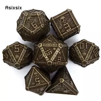 7 шт. бронза, черный череп, металлические кубики, набор твердых металлических многогранных кубиков, подходящий для ролевой игры, настольной игры, карточной игры