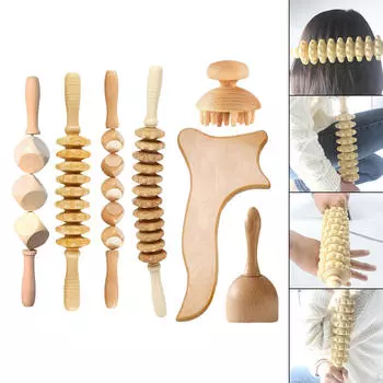 7 шт. деревянных массажных инструментов, ручной набор скребков, деревянный